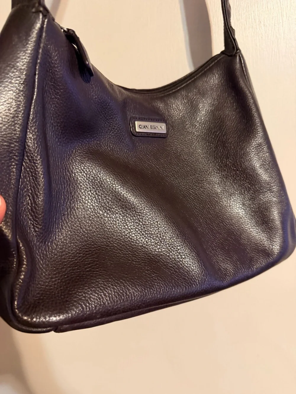 Giani Bernini Brown Pebbled Leather‎ Shoulder Bag Minimalist Luxe Everyday Hobo